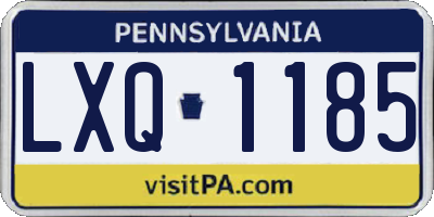 PA license plate LXQ1185