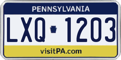 PA license plate LXQ1203