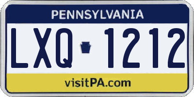 PA license plate LXQ1212