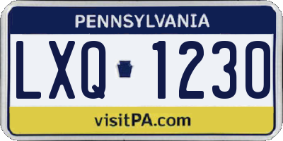 PA license plate LXQ1230