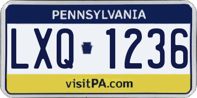 PA license plate LXQ1236