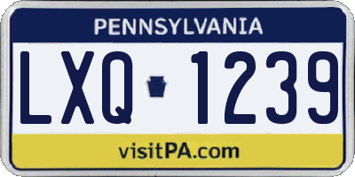 PA license plate LXQ1239