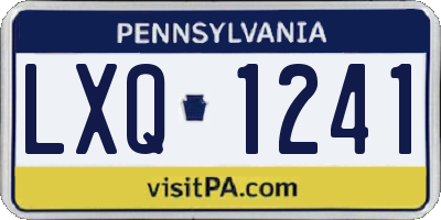 PA license plate LXQ1241
