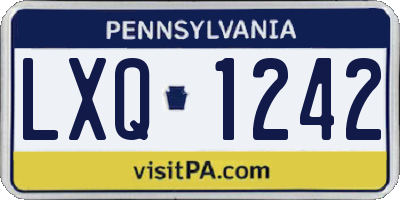PA license plate LXQ1242