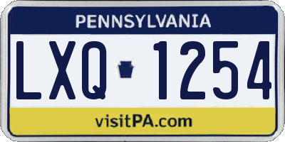 PA license plate LXQ1254