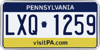 PA license plate LXQ1259