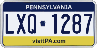 PA license plate LXQ1287