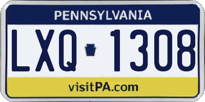 PA license plate LXQ1308