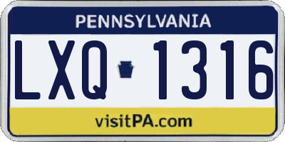 PA license plate LXQ1316