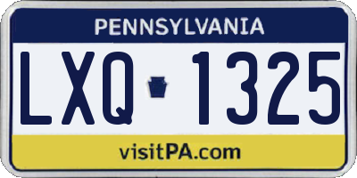 PA license plate LXQ1325