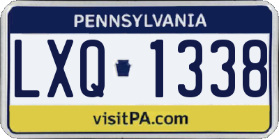 PA license plate LXQ1338