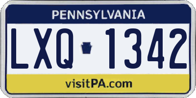 PA license plate LXQ1342