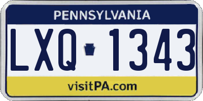 PA license plate LXQ1343