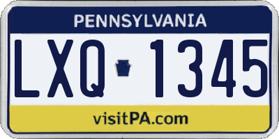 PA license plate LXQ1345