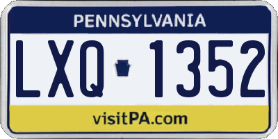PA license plate LXQ1352