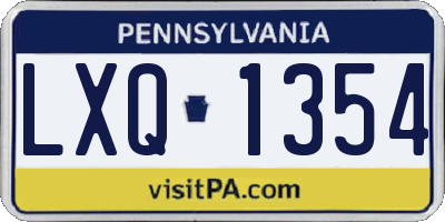 PA license plate LXQ1354