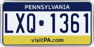 PA license plate LXQ1361