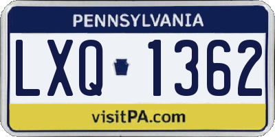 PA license plate LXQ1362