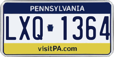 PA license plate LXQ1364