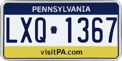 PA license plate LXQ1367