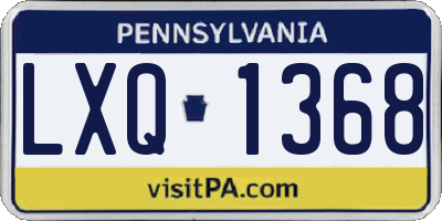 PA license plate LXQ1368