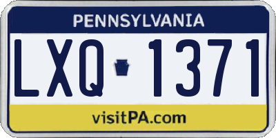 PA license plate LXQ1371