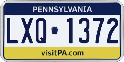 PA license plate LXQ1372