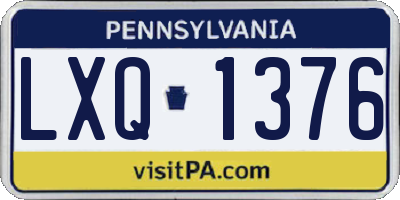 PA license plate LXQ1376
