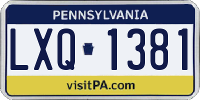 PA license plate LXQ1381