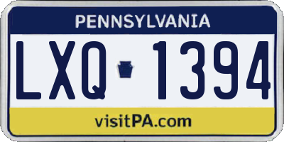 PA license plate LXQ1394