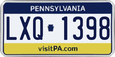 PA license plate LXQ1398