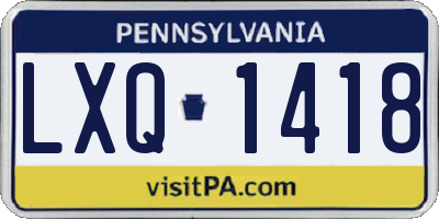 PA license plate LXQ1418