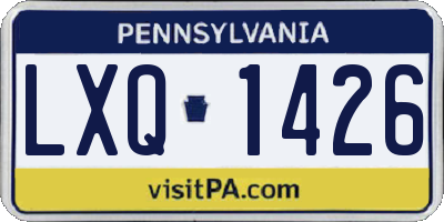 PA license plate LXQ1426