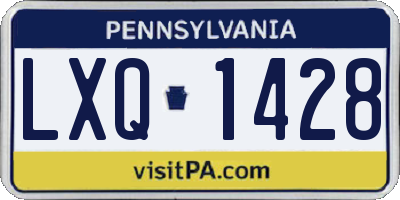 PA license plate LXQ1428