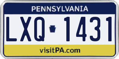 PA license plate LXQ1431