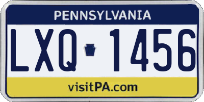 PA license plate LXQ1456