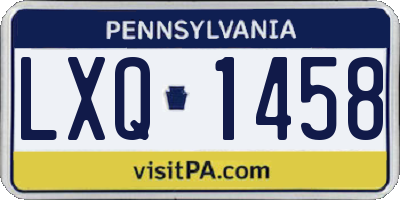 PA license plate LXQ1458