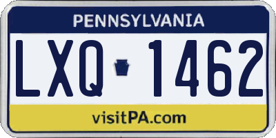 PA license plate LXQ1462