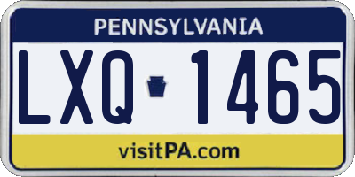 PA license plate LXQ1465