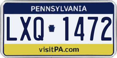 PA license plate LXQ1472