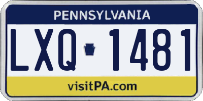 PA license plate LXQ1481