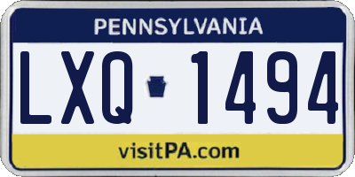 PA license plate LXQ1494