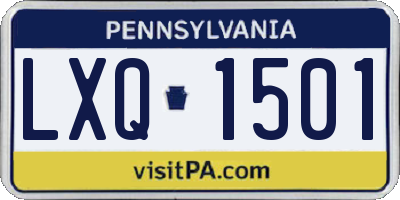 PA license plate LXQ1501