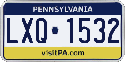 PA license plate LXQ1532