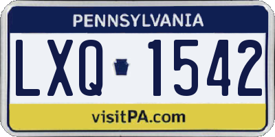 PA license plate LXQ1542