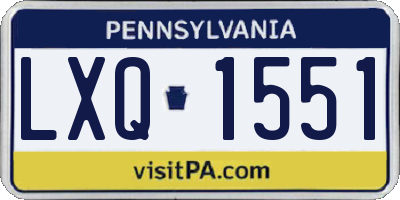 PA license plate LXQ1551