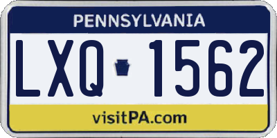 PA license plate LXQ1562