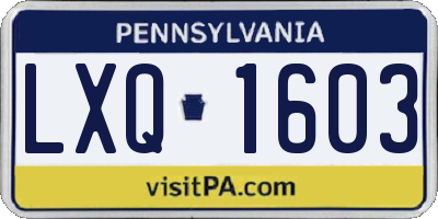 PA license plate LXQ1603