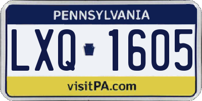 PA license plate LXQ1605