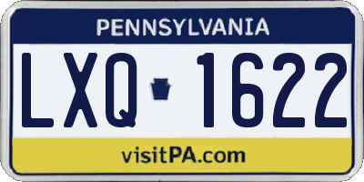 PA license plate LXQ1622